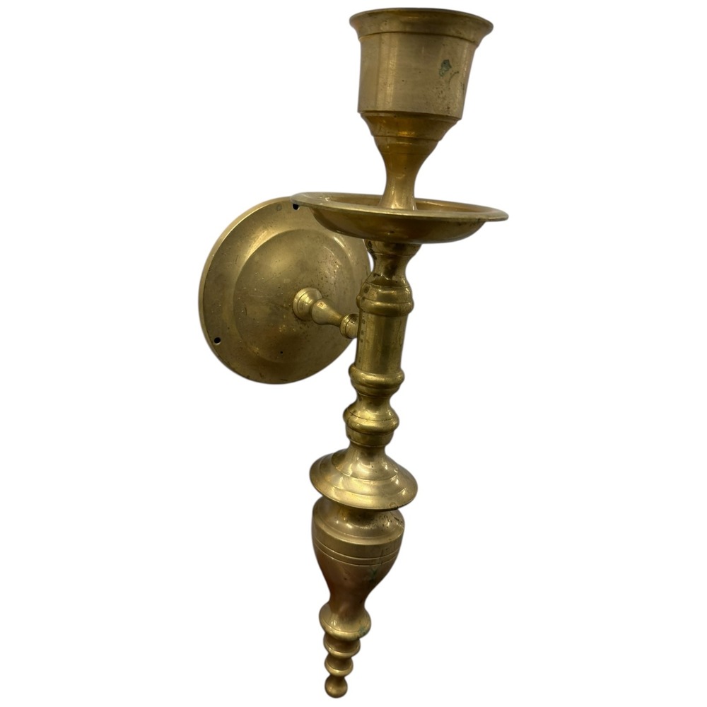 Vintage Brass Wall Sconce Candle Holder Ornate Spire Design Ornate Accent